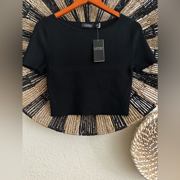 Ralph Lauren Black Ribbed Women's Top NWT - Picture 1 of 4